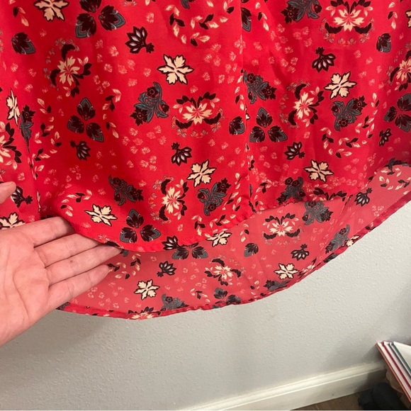 Pleione blouse size S red floral cap sleeve - Picture 3 of 6